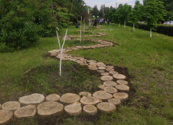 В Борисоглебском сквере Корнаковского появилась деревянная тропинка