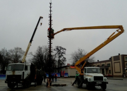 В Борисоглебске начали установку главной новогодней елки