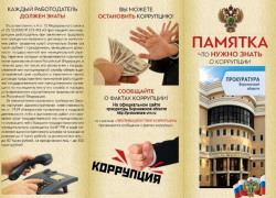 В Воронежской области распространяют памятку «Что нужно знать о коррупции»