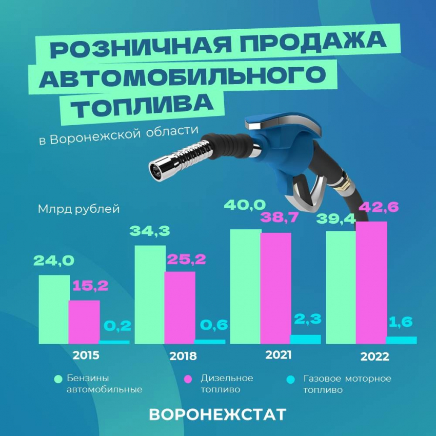 Все виды моторного топлива подорожали в Воронежской области