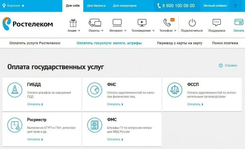 Воронежцы смогут оплатить госуслуги на сайте RT.RU