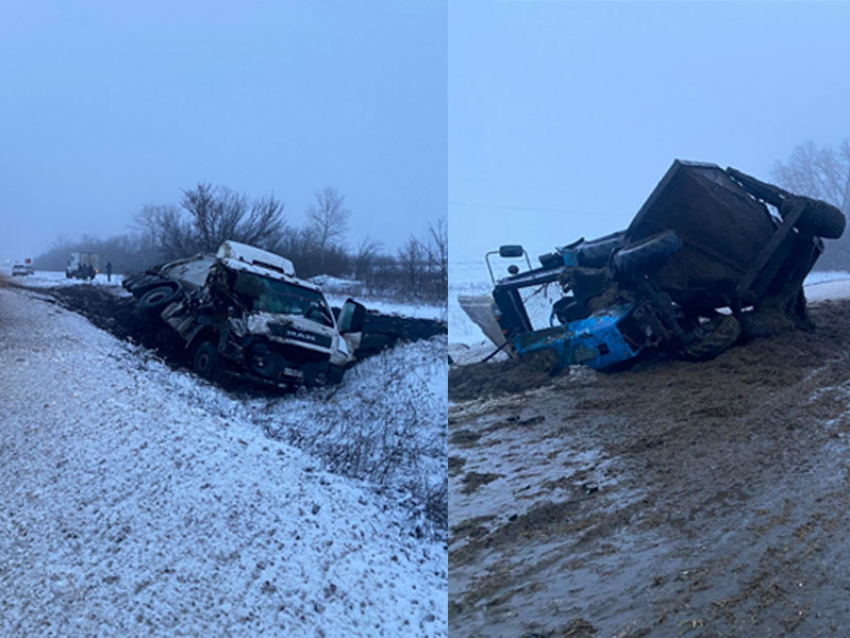 Трактор и «МАН» столкнулись в Воронежской области: смяло и тот, и другой